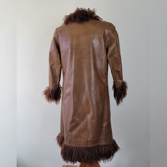 Simon Freres fourrures Saks Mongolian Sheepskin Leather Coat Penny Lane 70s - Picture 2 of 15